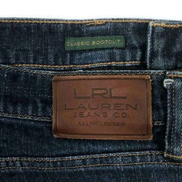 Vintage Lauren Ralph Lauren Dark Blue Wash Classic Bootcut Denim Jeans Womens 8P - Picture 11 of 14